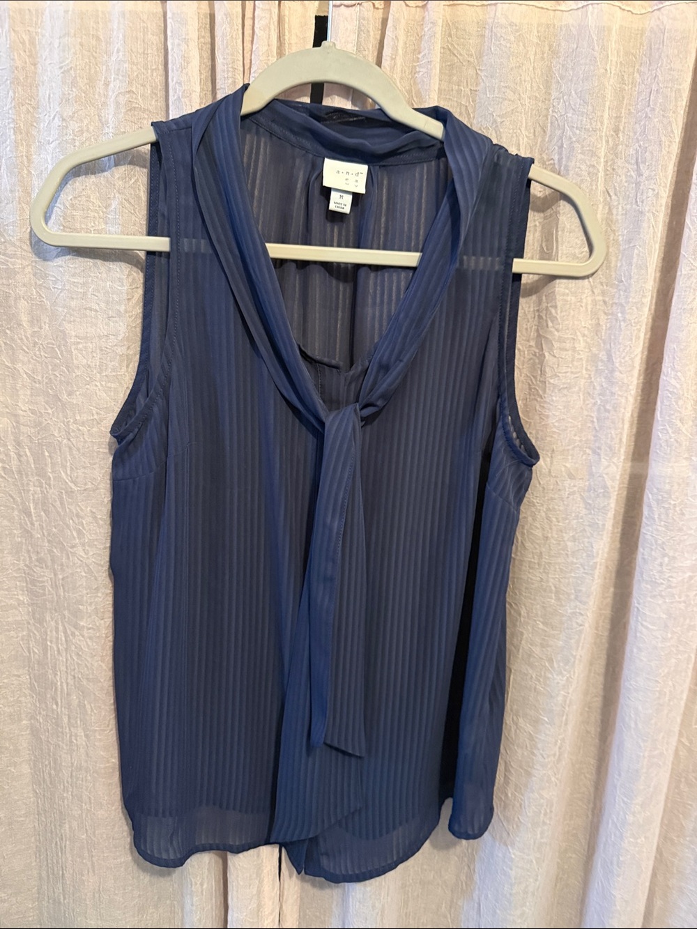 a new day Navy Sleeveless Tie-Neck Blouse